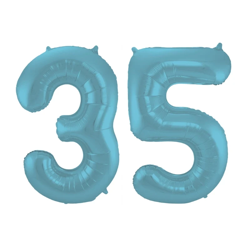 Folieballon 35 jaar metallic pastel blauw mat 86cm