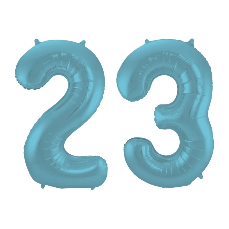 Folieballon 23 jaar metallic pastel blauw mat 86cm