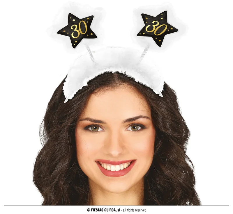 Tiara Sterren 30 jaar zwart/wit/goud