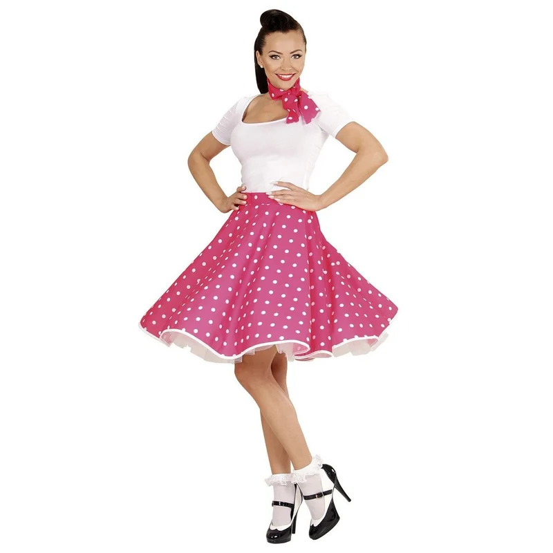 50's Rok Roze Met Sjaaltje