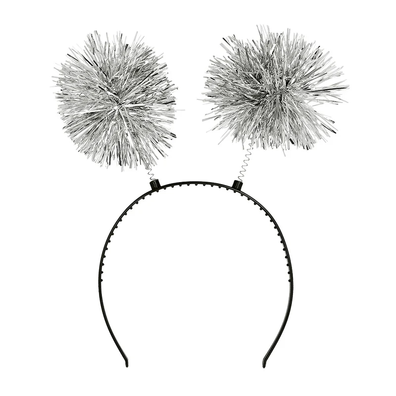 Diadeem pompoms zilver
