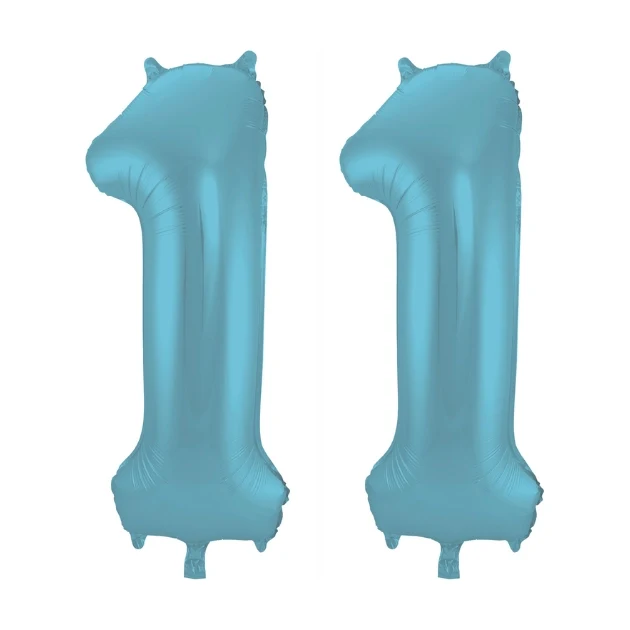 Folieballon 11 jaar metallic pastel blauw mat 86cm