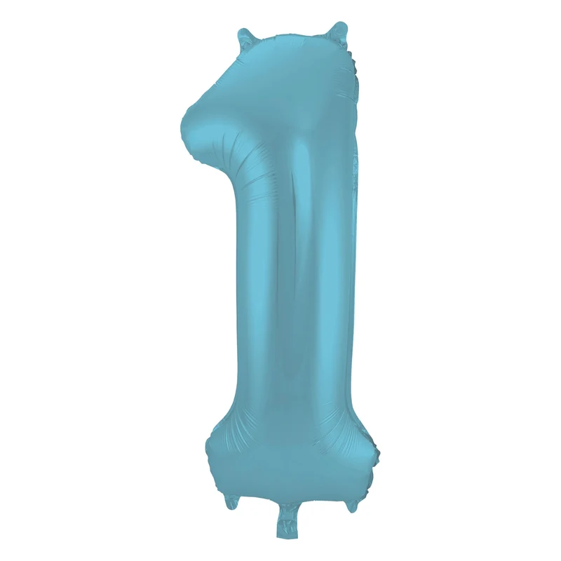 Folieballon 1 jaar metallic pastel blauw mat 86cm