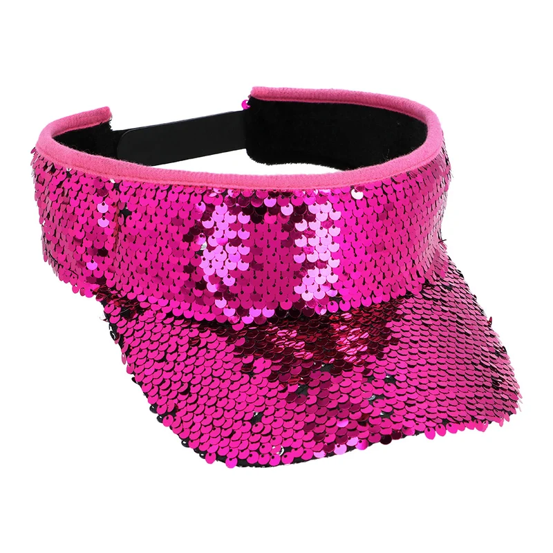 Roze zonneklep glitter pailletten