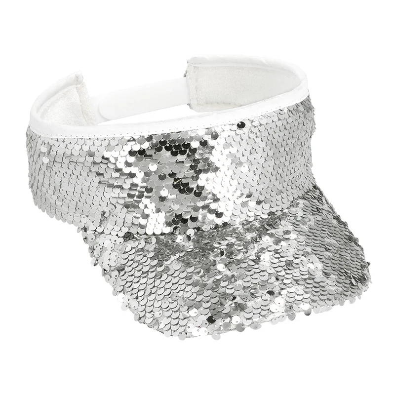 Zilveren zonneklep glitter pailletten