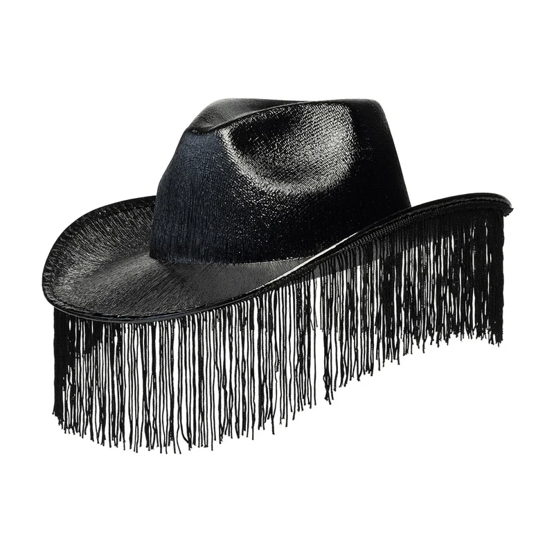 Zwarte cowboyhoed met franjes Fabulous