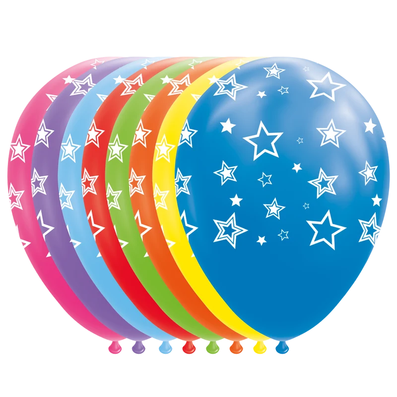 Multikleur Ballonnen Met Witte Sterren (8st)