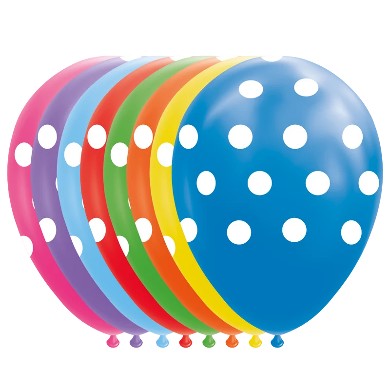 Multikleur Ballonnen Met Witte Stippen (8st)