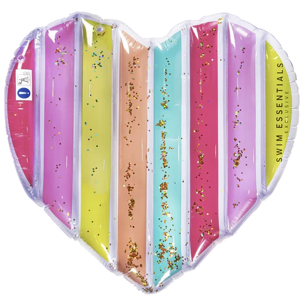 Regenboog Luchtbed Glitter Hart Essentials