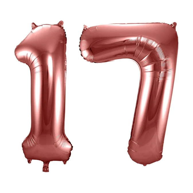 Folieballon 17 jaar brons 86cm