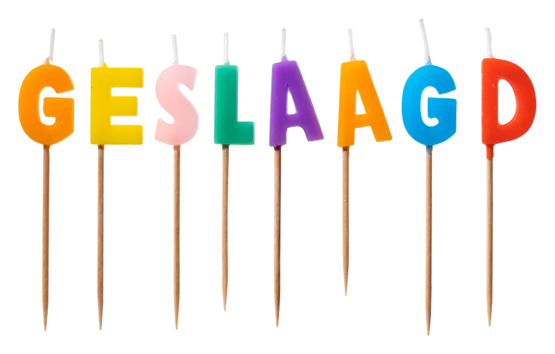Taartkaarsjes Geslaagd gekleurd