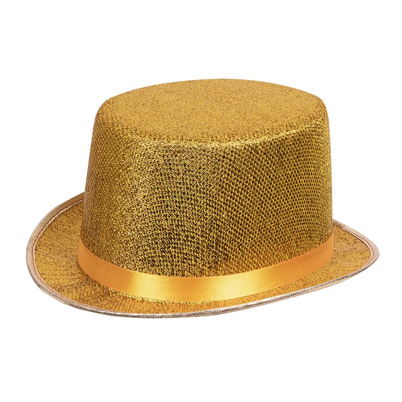 Glitter hoge hoed goud lurex