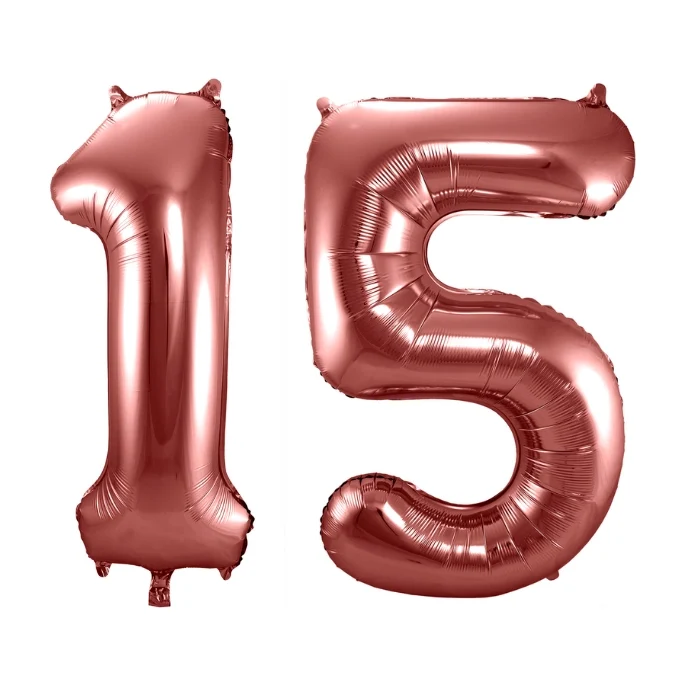 Folieballon 15 jaar brons 86cm