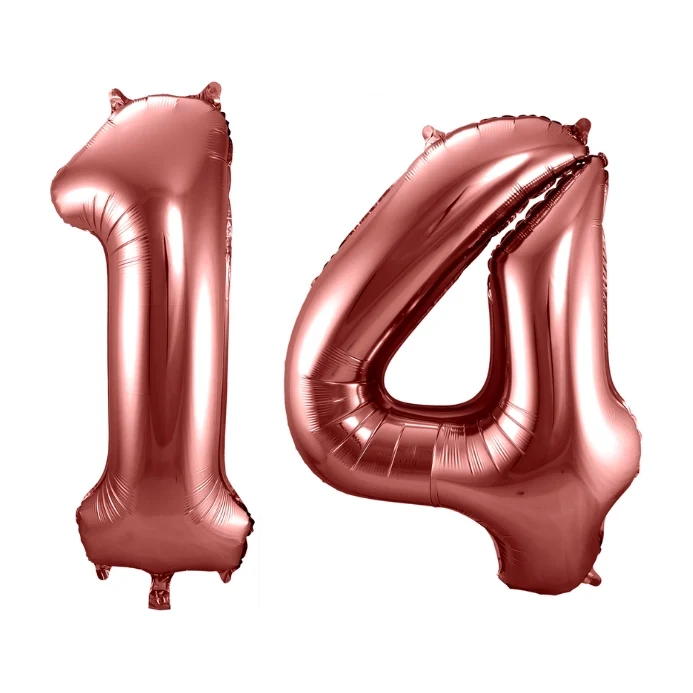 Folieballon 14 jaar brons 86cm