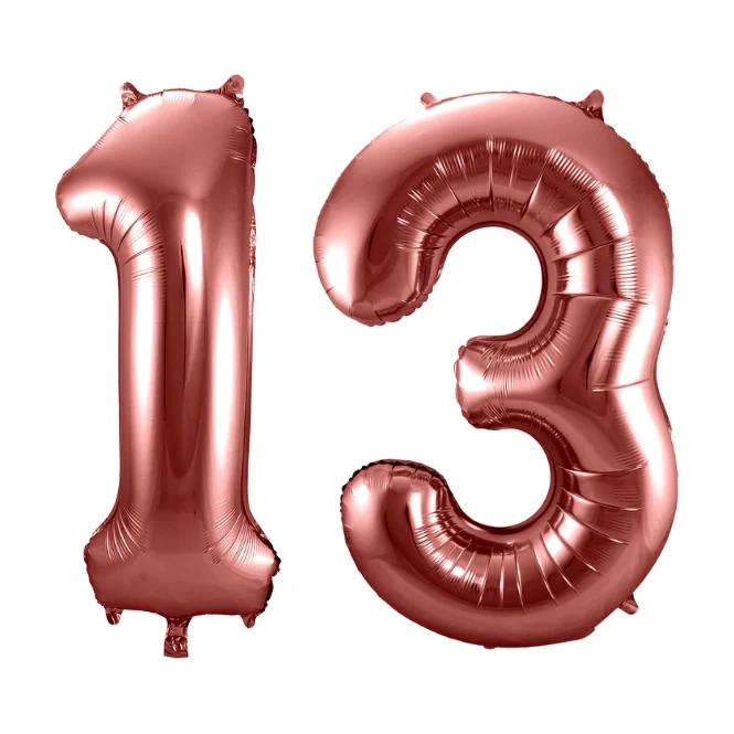 Folieballon 13 jaar brons 86cm