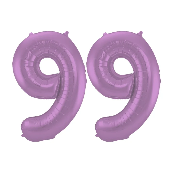 Folieballon 99 jaar metallic paars 86cm