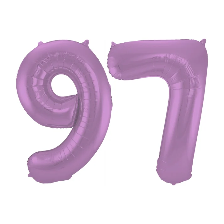 Folieballon 97 jaar metallic paars 86cm