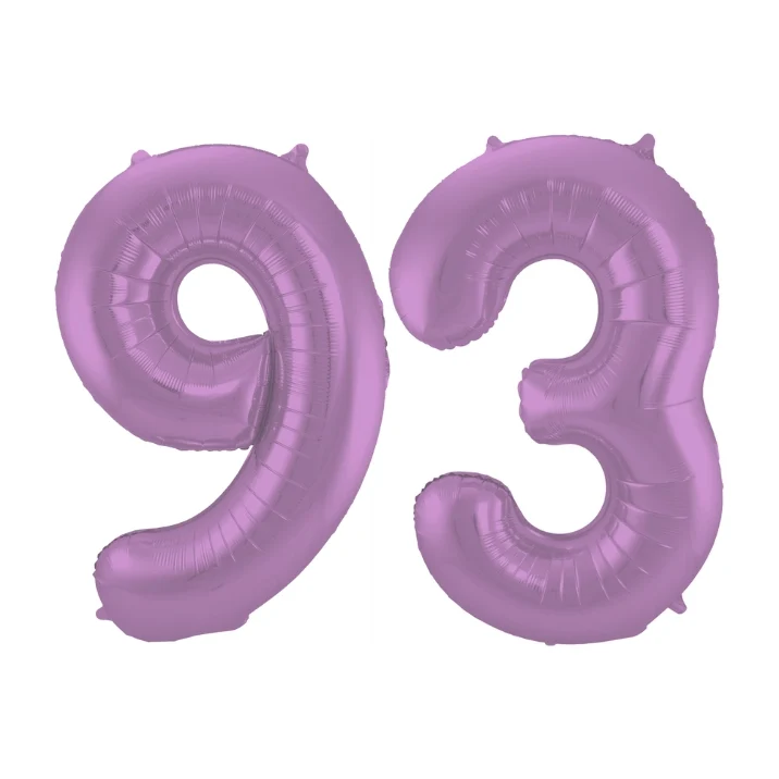Folieballon 93 jaar metallic paars 86cm