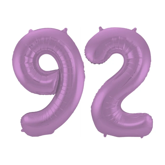 Folieballon 92 jaar metallic paars 86cm