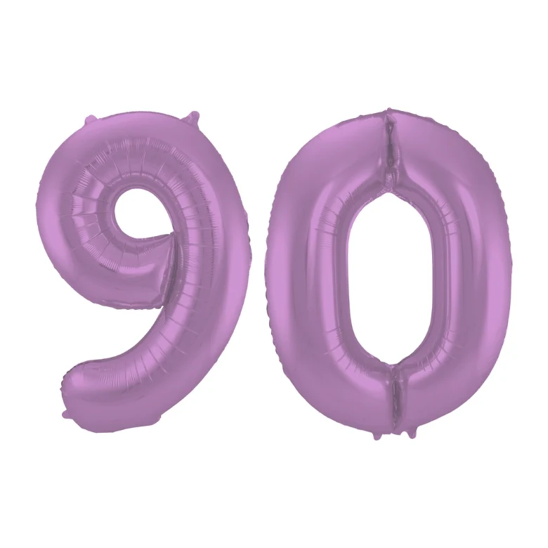 Folieballon 90 jaar metallic paars 86cm