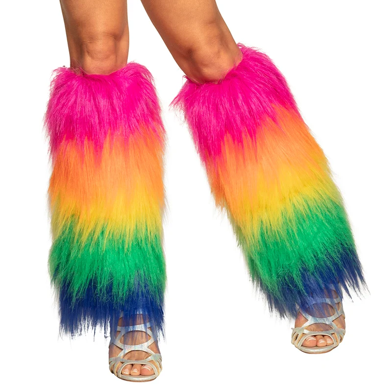 Beenwarmers pluche Regenboog rave