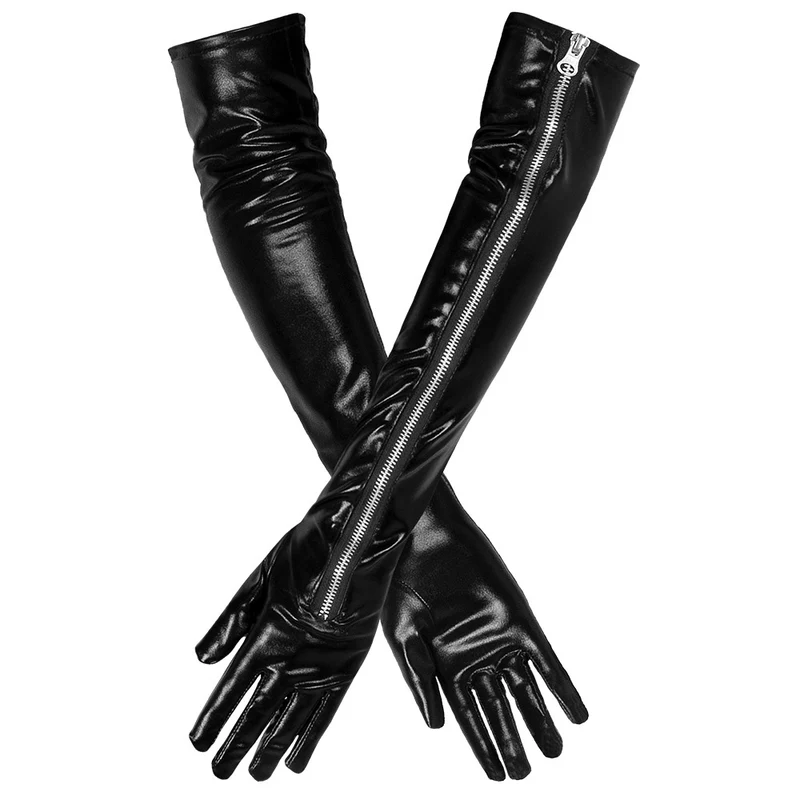 Zwarte handschoenen nep leer opera Kinky