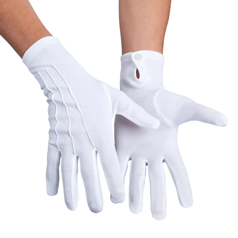 Handschoenen pols met drukknop wit
