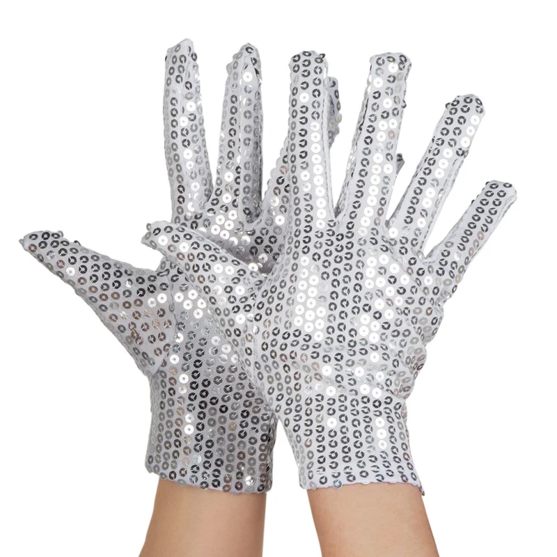 Zilveren handschoenen pailletten Sequins