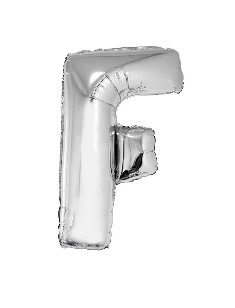 Folieballon Zilver Letter 'F' Groot