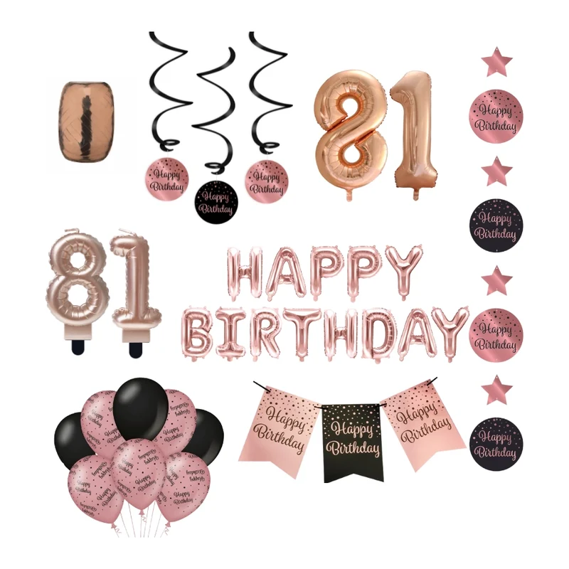 81 jaar Verjaardag Versiering Pakket Rose Gold