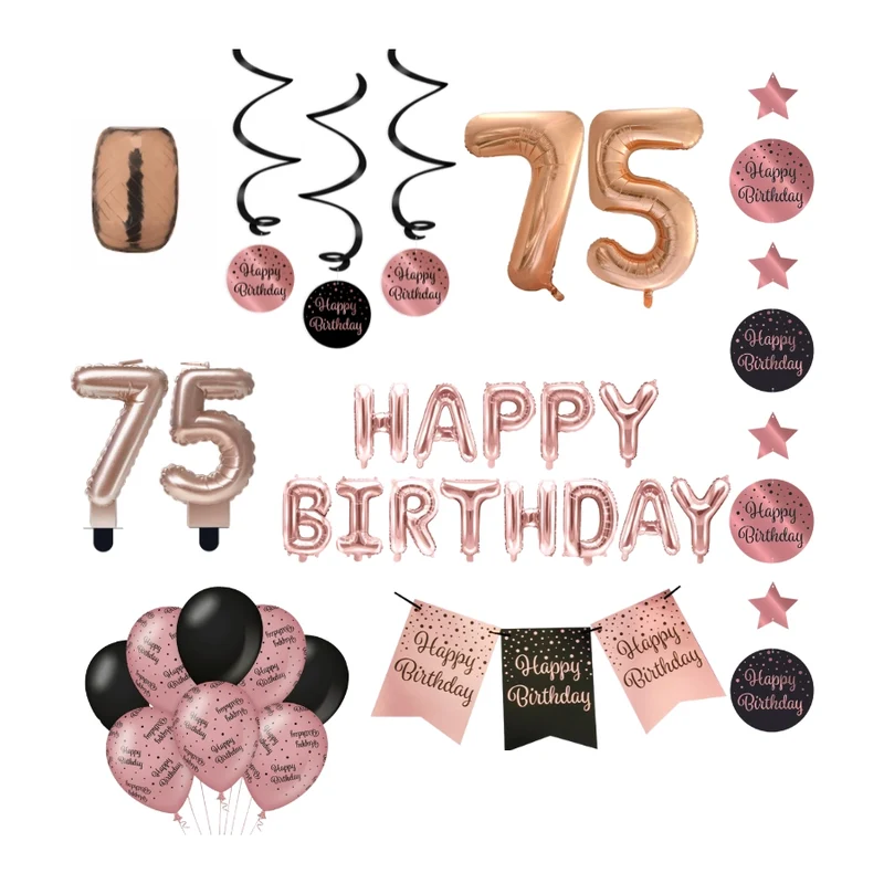 75 jaar Verjaardag Versiering Pakket Rose Gold