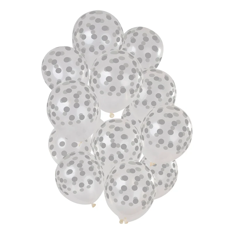 Ballonnen Stippen Zilverkleurig Transparant 30cm - 15 stuks