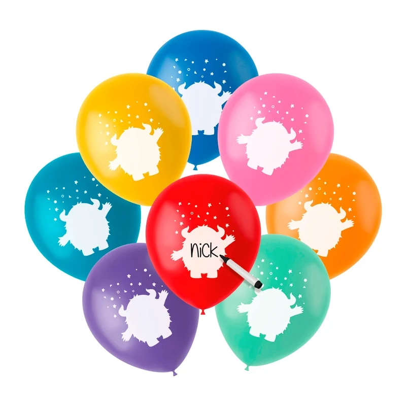 Ballonnen Beschrijfbaar Color Pop Monsters 23cm - 8 stuks