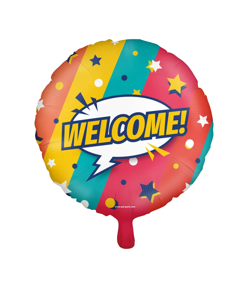 Folieballon 'Welcome' Cartoon Rainbow (46cm)