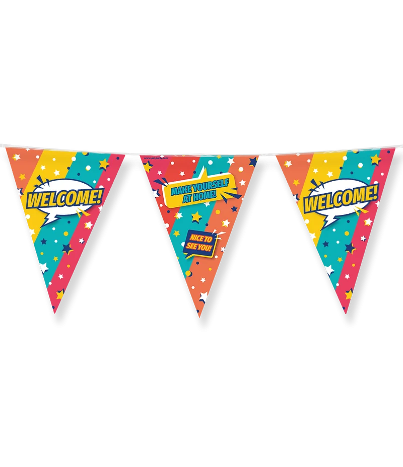 Vlaggenlijn 'Welcome' Rainbow (10m)