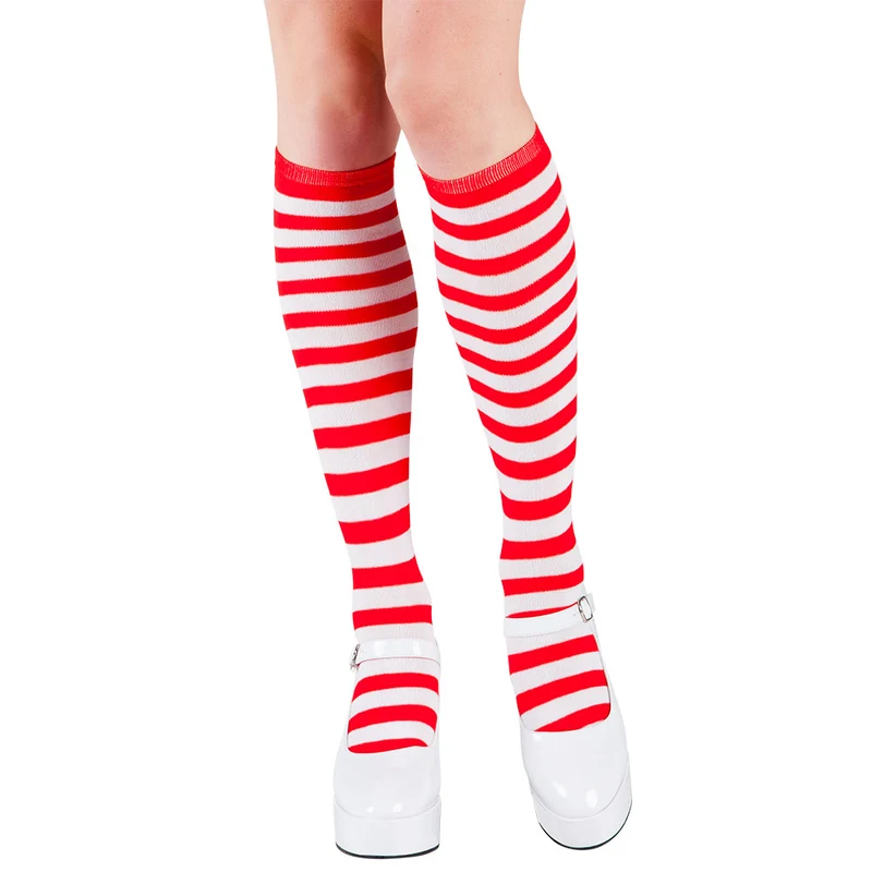 Kniekousen rood wit gestreept Isa