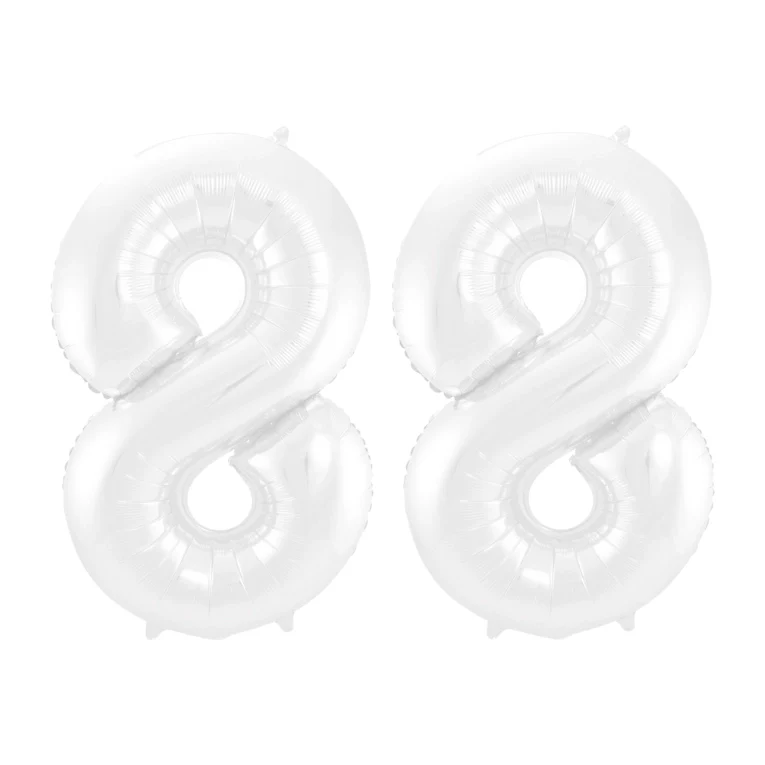 Folieballon 88 jaar metallic wit 86cm