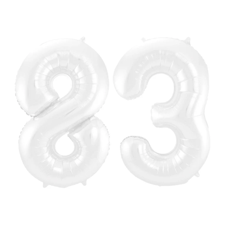 Folieballon 83 jaar metallic wit 86cm
