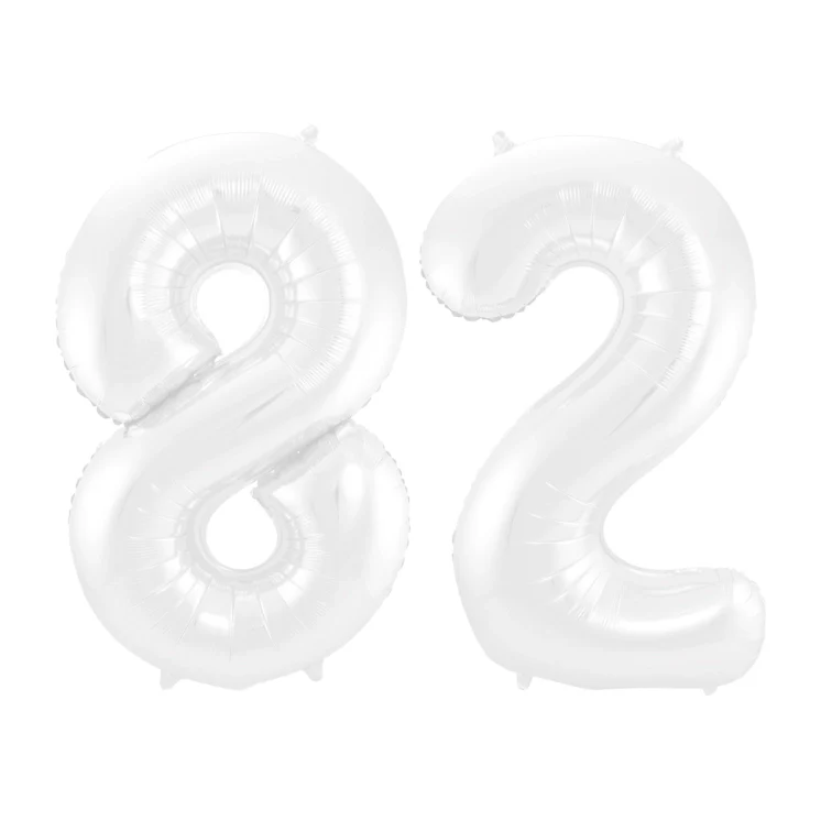 Folieballon 82 jaar metallic wit 86cm