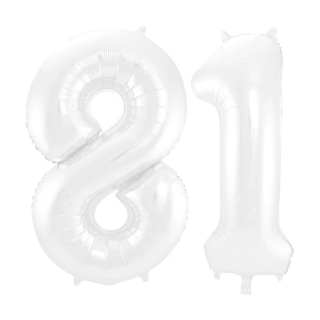 Folieballon 81 jaar metallic wit 86cm