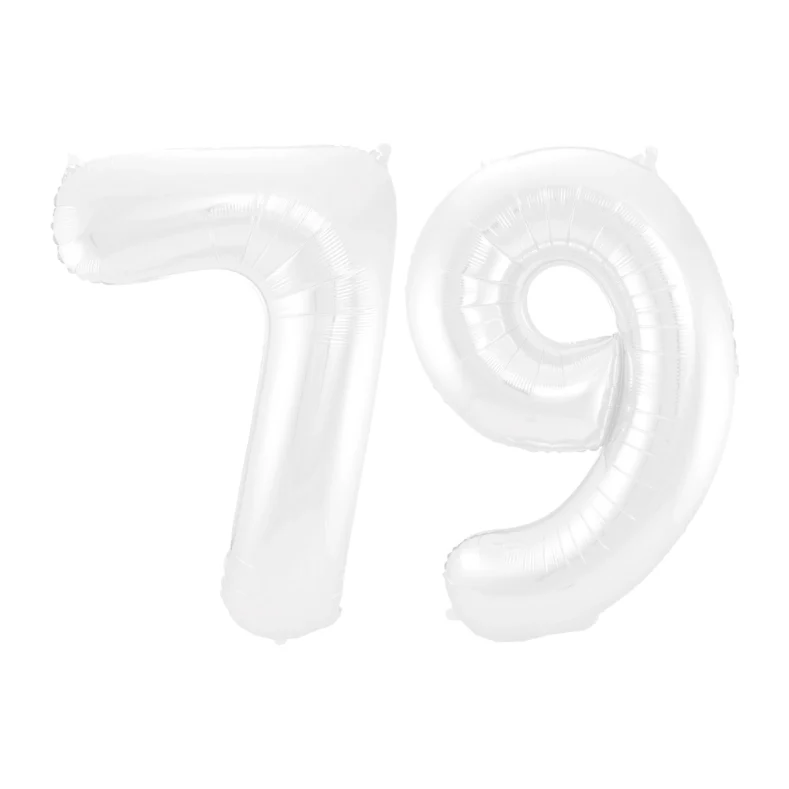 Folieballon 79 jaar metallic wit 86cm