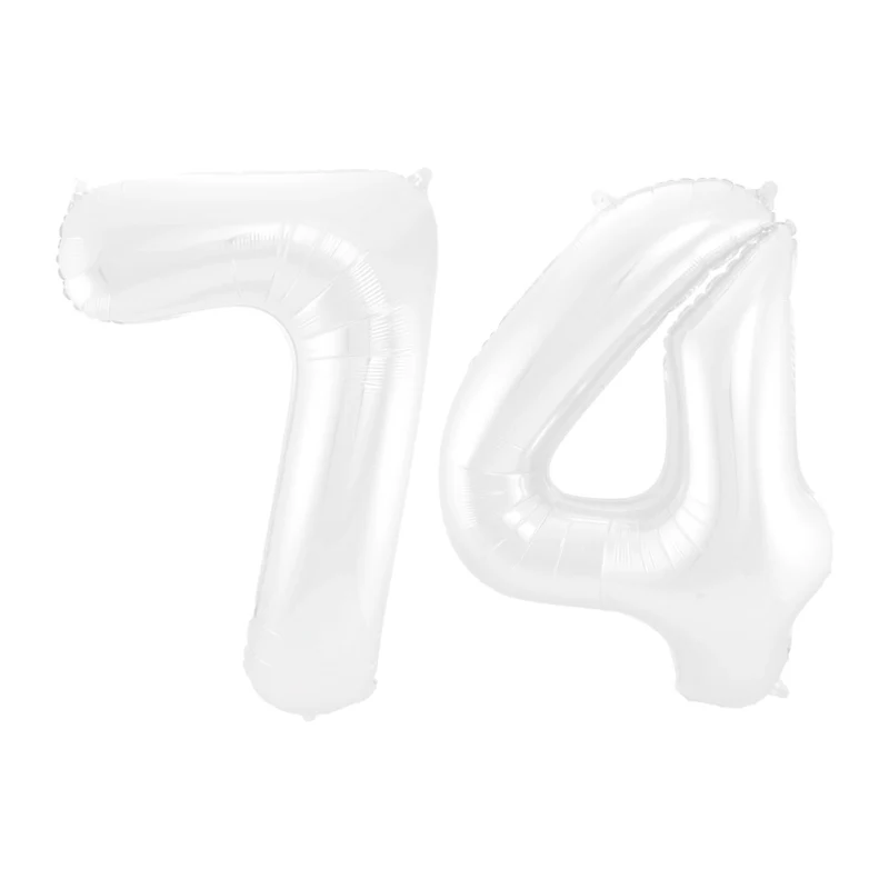 Folieballon 74 jaar metallic wit 86cm
