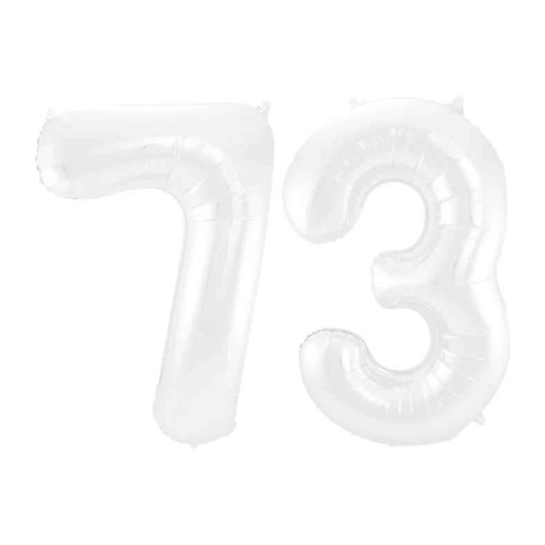 Folieballon 73 jaar metallic wit 86cm