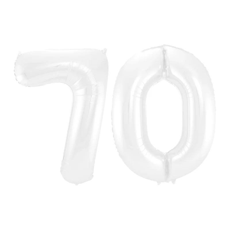 Folieballon 70 jaar metallic wit 86cm