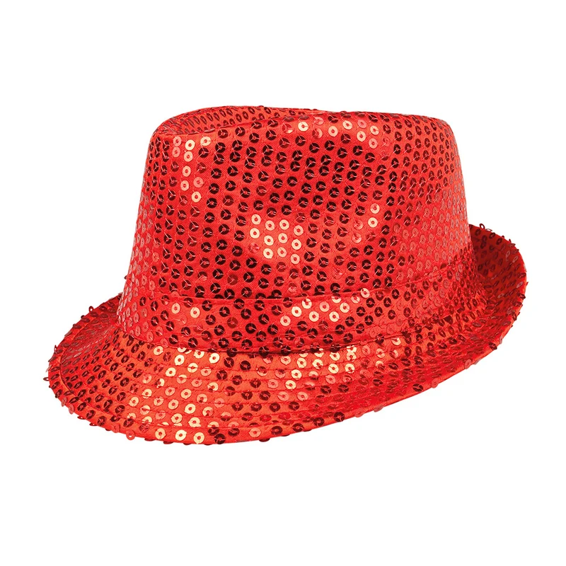 Hoed Popstar sequins rood