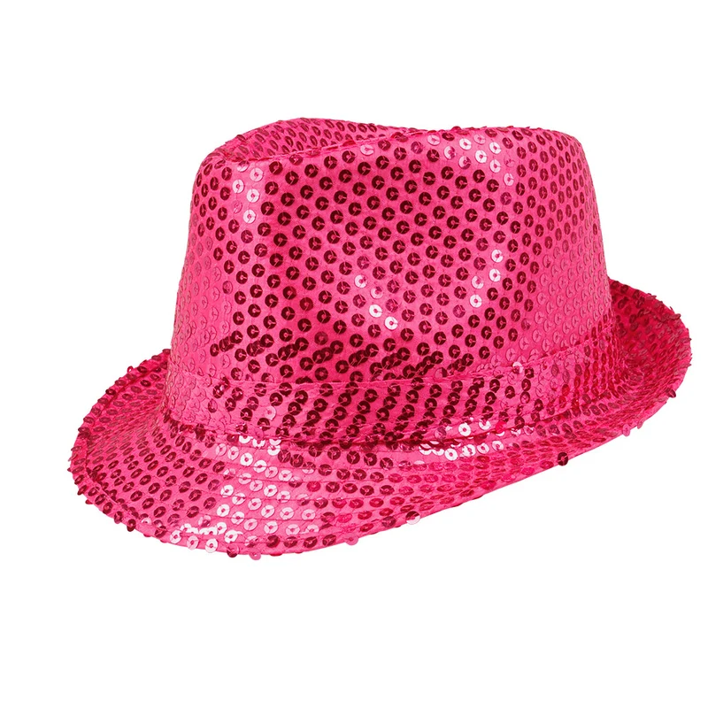 Hoed Popstar sequins fuchsia