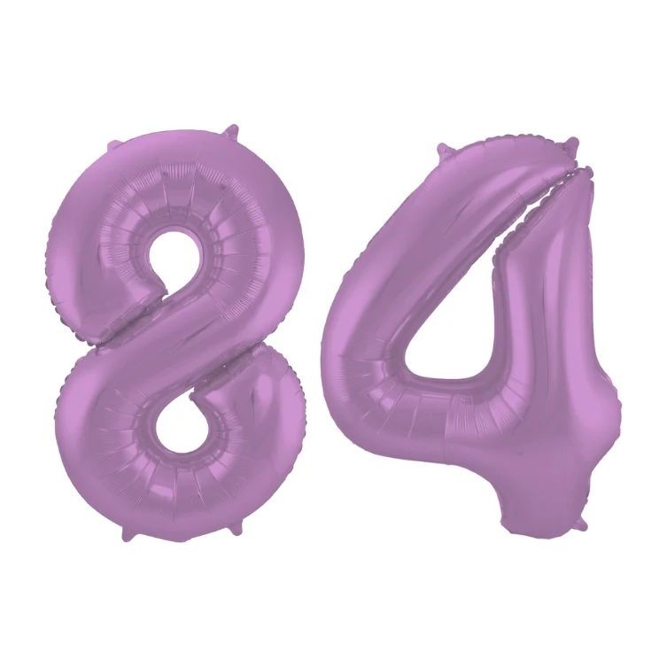Folieballon 84 jaar metallic paars 86cm