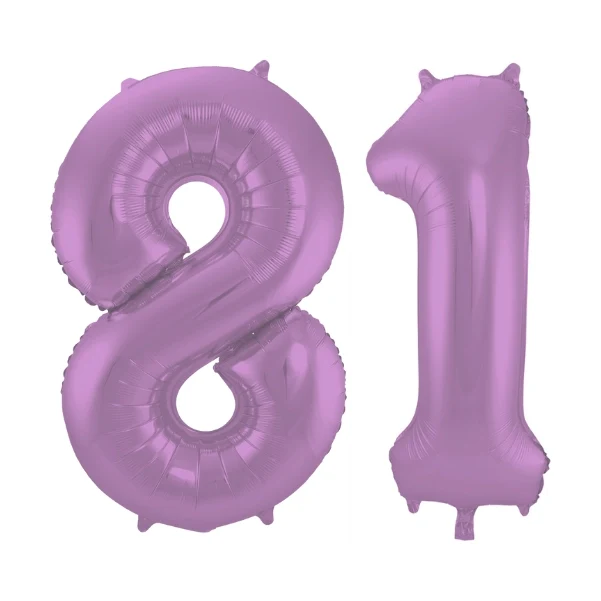 Folieballon 81 jaar metallic paars 86cm