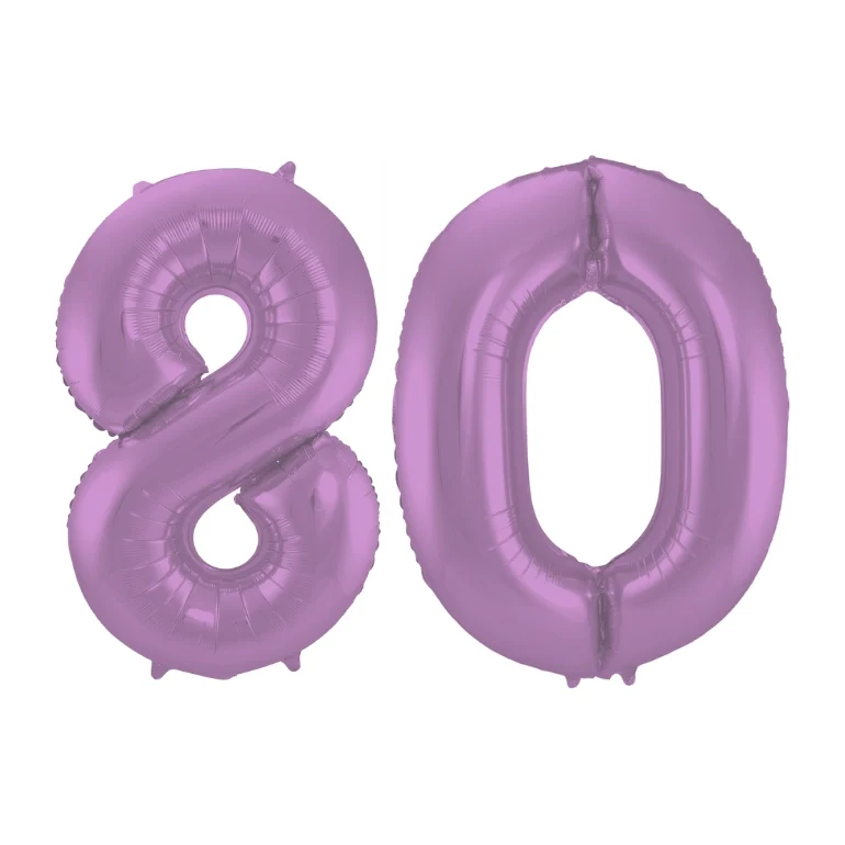 Folieballon 80 jaar metallic paars 86cm