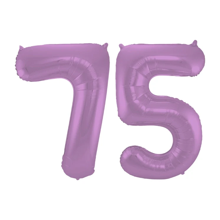 Folieballon 75 jaar metallic paars 86cm